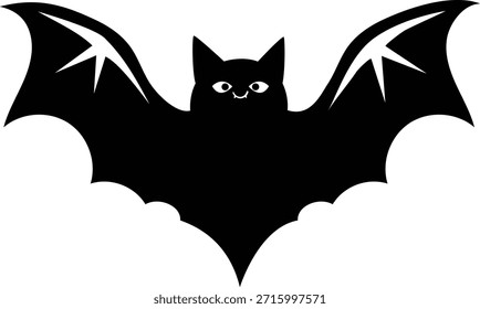Sonriente lindo murciélago feliz. Dibujado a mano Murciélago divertido negro 