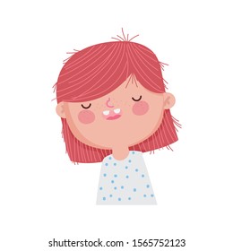 smiling cute little girl on white background vector illustration