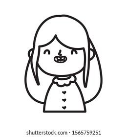 smiling cute little girl on white background vector illustration thick line