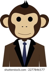 Smiling Cute Monkey in a Business Suit Illustration