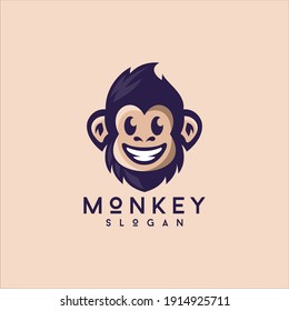 smiling cute monkey logo design
