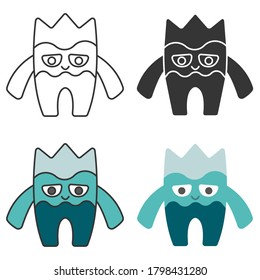 Un monstruo lindo sonriente de diferentes estilos. Conjunto de varios iconos.
