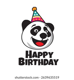 Smiling Cute Panda with party hat, perfect for t shirt design