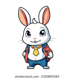 Dibujo de mano de dibujos animados de conejo lindo y sonriente