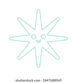 smiling cute star line. Vector illustration.