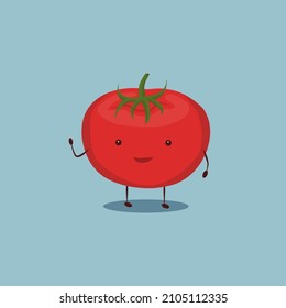 smiling cute tomato waving hand