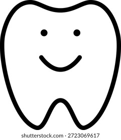 Sonriendo lindo icono del diente, signo del dentista