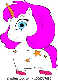 Smiling cute unicorn with girly mane