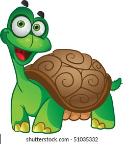 Smiling cute vector tortoise isolated on white background