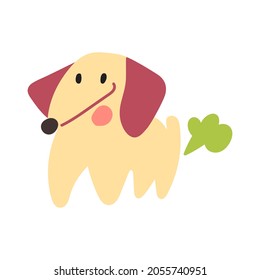 Smiling dachshund farting. Vector illustration on white background