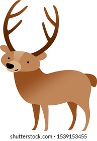 Smiling deer cartoon for kids book - cute isolated vector illustration -   forest animal