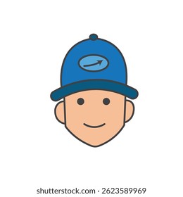 Smiling delivery person icon. Vector illustration