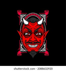 smiling demon face with awesome background
