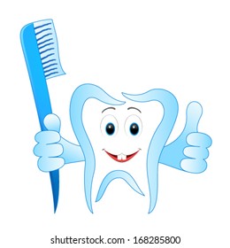  smiling dental tooth with toothbrush