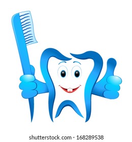  smiling dental tooth with toothbrush
