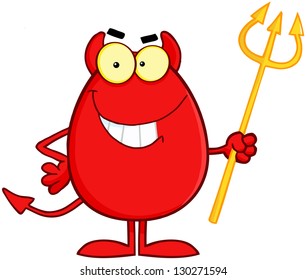Smiling Devil Easter Egg Cartoon Character