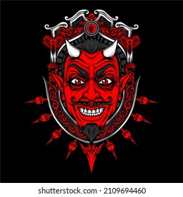 smiling devil face illustration with awesome background