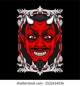 smiling devil face illustration with awesome background