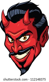 Smiling devil face. Vector illustration. All in a single layer.