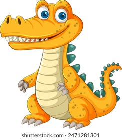 Smiling dinosaur with big eyes and spikes