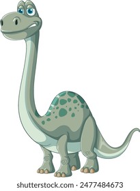 Smiling dinosaur with green spots and long neck