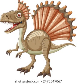 Smiling dinosaur with a large spiked sail