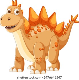 Smiling dinosaur with orange spikes and spots