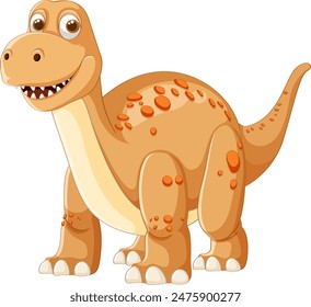 Smiling dinosaur with orange spots and big eyes