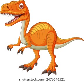 Smiling dinosaur with vibrant orange scales