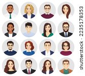 Smiling diversity people in different business clothes avatar set. Men and women, male and female characters collection. Isolated vector illustration.