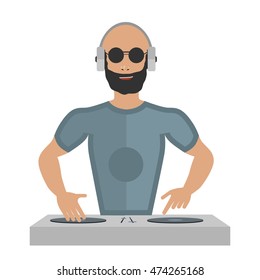 Smiling DJ with console