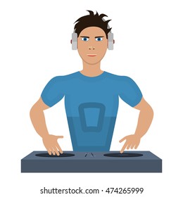 Smiling DJ with console