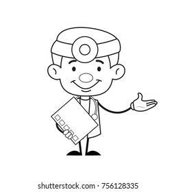 Smiling Doctor with Checklist Vector Illustration