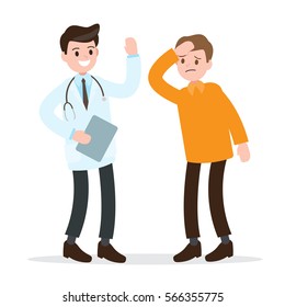 smiling doctor and patient. healthcare and professionalism concept. medical information. vector illustration.