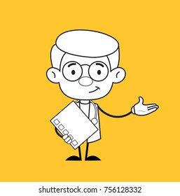Smiling Doctor Presenting Gesture with Checklist Vector