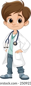 Smiling doctor with stethoscope and lab coat