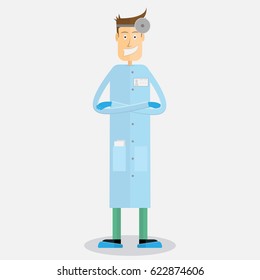 smiling doctor . Vector graphics. Flat design