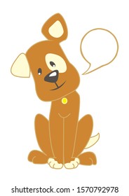Smiling dog and bubble, funny vector illustration