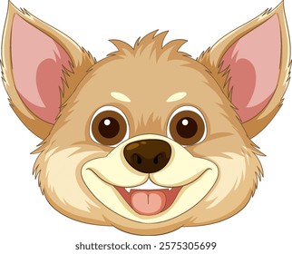 Smiling dog face with large ears and eyes