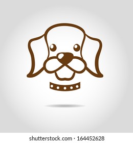 Smiling dog head icon vector illustration