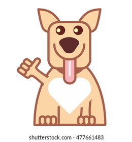 Smiling dog shows "like" . Vector illustration