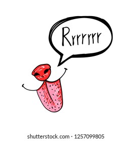 Smiling dog and speech balon. Vector illustration.