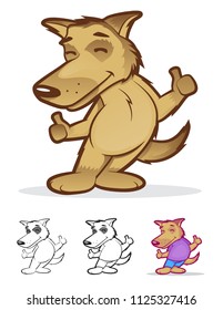 Smiling dog variations with thumbs up