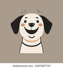 smiling dog vector, suitable for various purposes, such as pet-related projects, children’s books, greeting cards, stickers. The image can also convey positive emotions, such as joy, love, happiness.