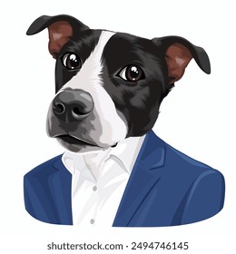 smiling dog wearing suit vector illustration