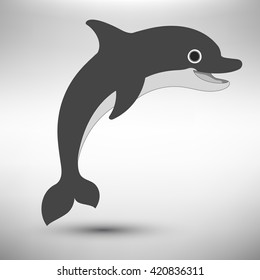 Smiling dolphin icon. Vector isolated.