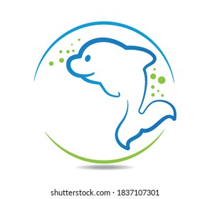 Smiling dolphin jumping out of the water. Clean and washing and laundry