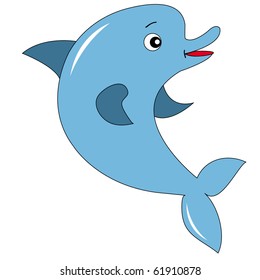 Smiling dolphin on white background - vector illustration.