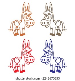 Smiling Donkey Cartoon Character Vector Illustration
