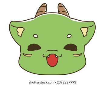 Smiling dragon face icon illustration material